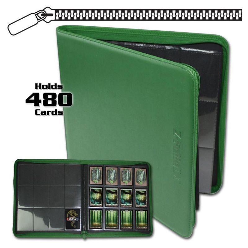 Binder: 12-Pocket: Zipper Folio: LX Green