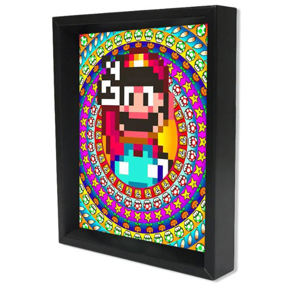 Mario 8-Bit Circles 3D Framed Wall Art - 11'