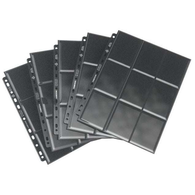 Gamegenic 18-Pocket Side Loading Card Pages - 50 pages - Black