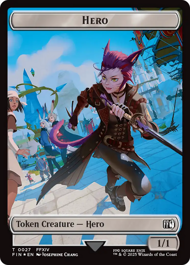 Spirit // Hero (0027) Double-Sided Token (Surge Foil) [FINAL FANTASY Commander Tokens]