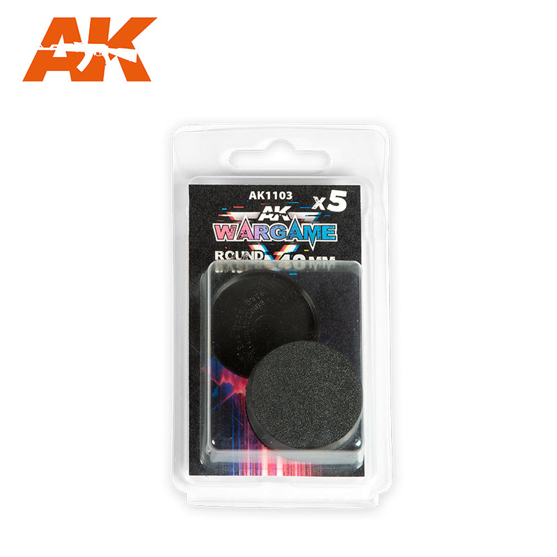 Plastic Wargame Bases. Round Base 40mm (5 Units)