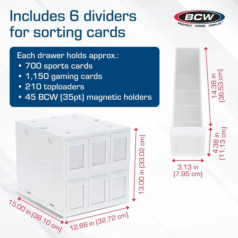 BCW - 6 Drawer Card Catalog - White