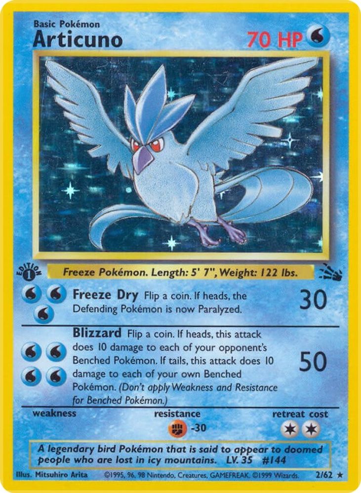 Articuno 002/062 - 1st Edition Holofoil Fossil - Holo Rare