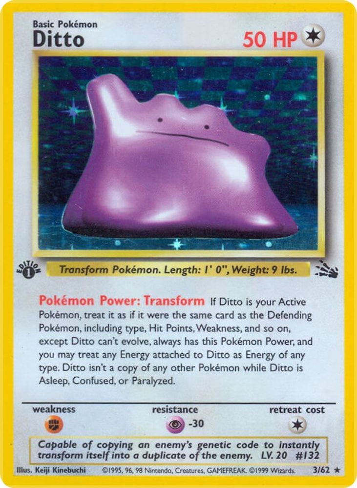 Ditto 003/062 - 1st Edition Holofoil Fossil - Holo Rare
