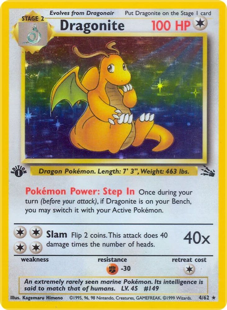 Dragonite 004/062 - Unlimited Holofoil Fossil - Holo Rare