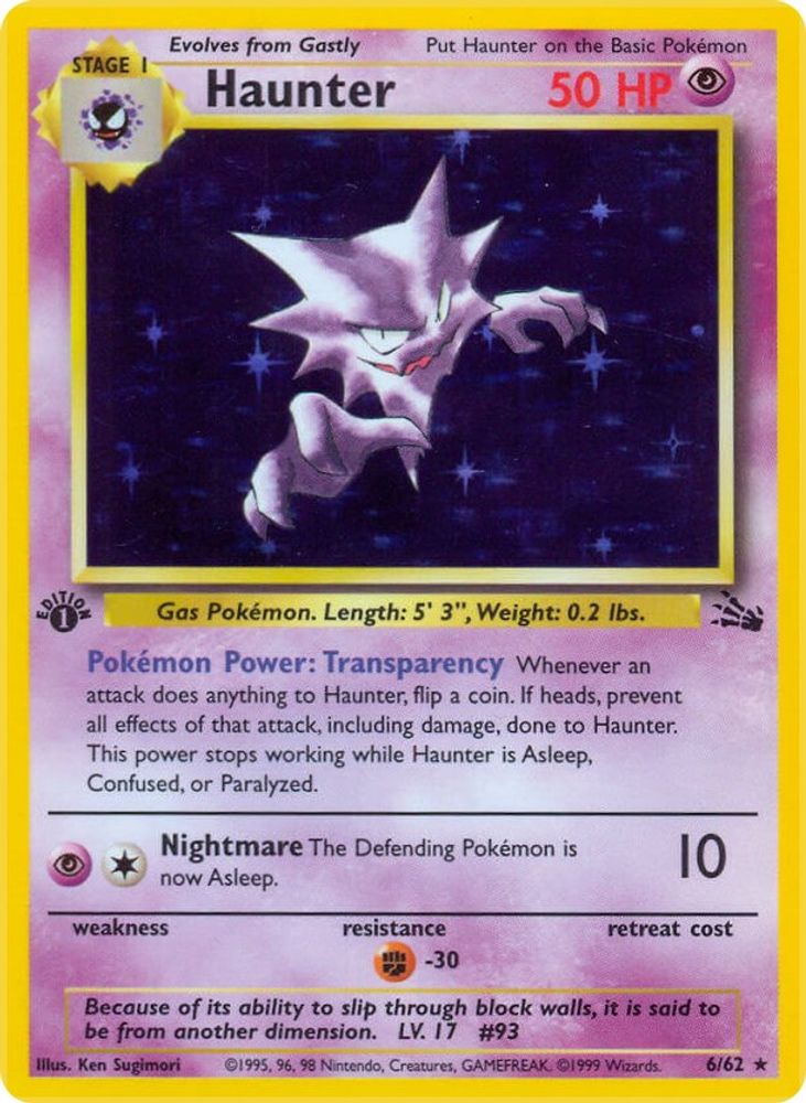 Haunter 006/062 - 1st Edition Holofoil Fossil - Holo Rare