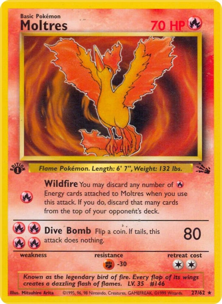 Moltres 027/062 - 1st Edition Fossil - Rare