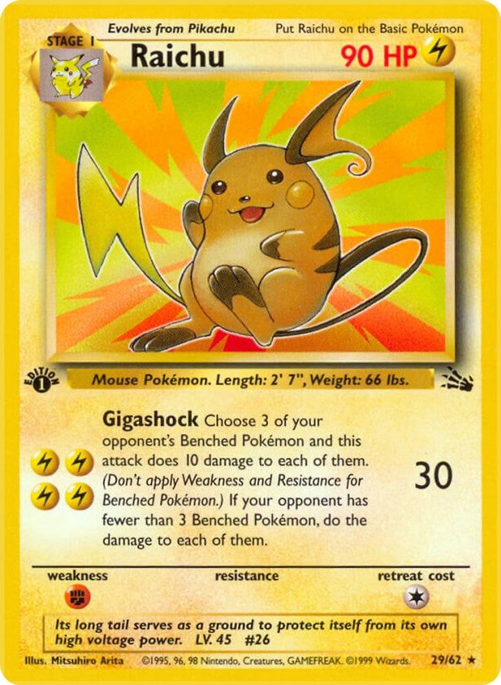 Raichu 029/062 - 1st Edition Fossil - Rare