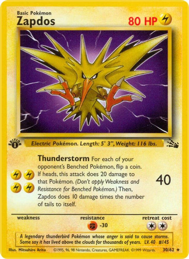 Zapdos 030/062 - 1st Edition Fossil - Rare