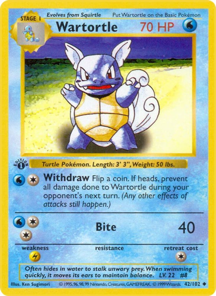 Wartortle (42/102) (Shadowless) [Base Set 1st Edition]