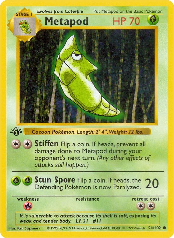 Metapod (54/102) (Shadowless) [Base Set 1st Edition]