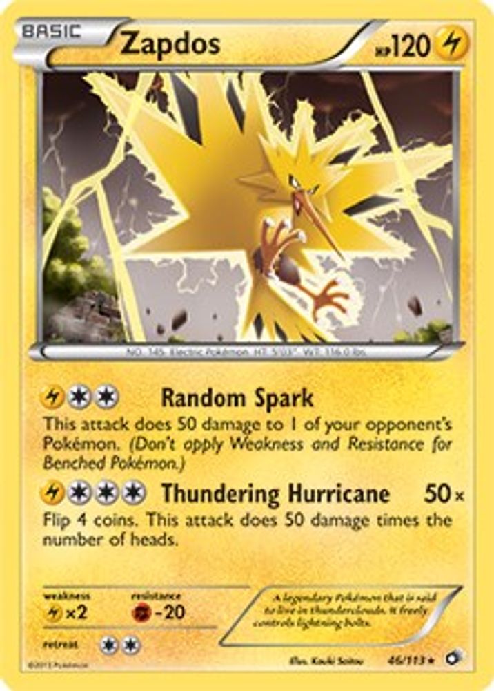 Zapdos (46/113) (Theme Deck Exclusive) [Black & White: Legendary Treasures]