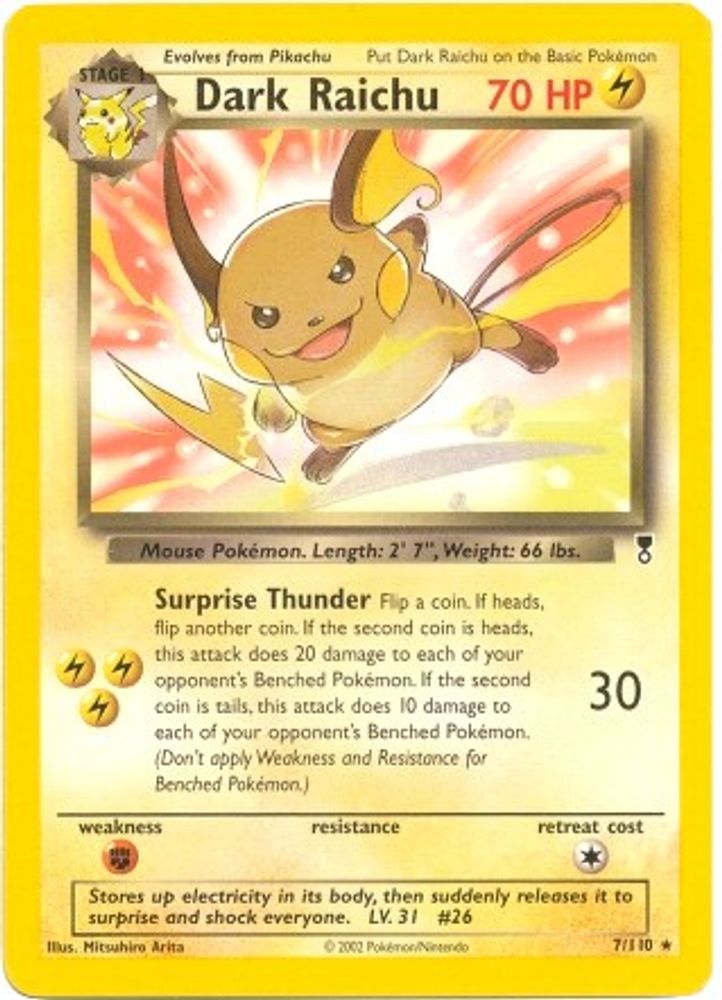 Dark Raichu (7/110) (WotC) (Theme Deck Exclusive) [Legendary Collection]