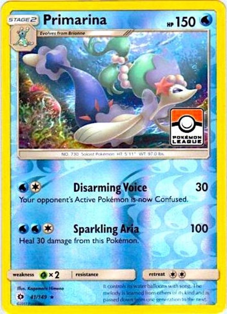 Primarina (41/149) (League Promo) [Sun & Moon: Base Set]