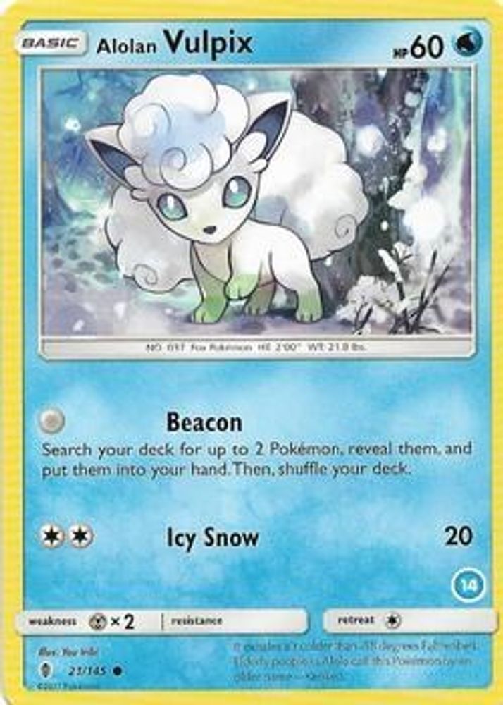 Alolan Vulpix (21/145) (Deck Exclusive #14) [Sun & Moon: Trainer Kit - Alolan Ninetales]