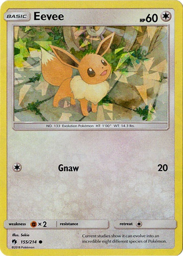 Eevee (155/214) (Let's Play, Eevee Cracked Ice Holo) (Theme Deck Exclusives) [Sun & Moon: Lost Thunder]