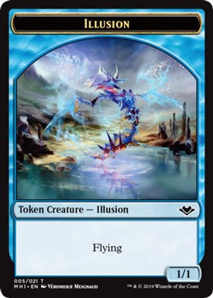Illusion (005) // Serra the Benevolent Emblem (020) Double-Sided Token [Modern Horizons Tokens]