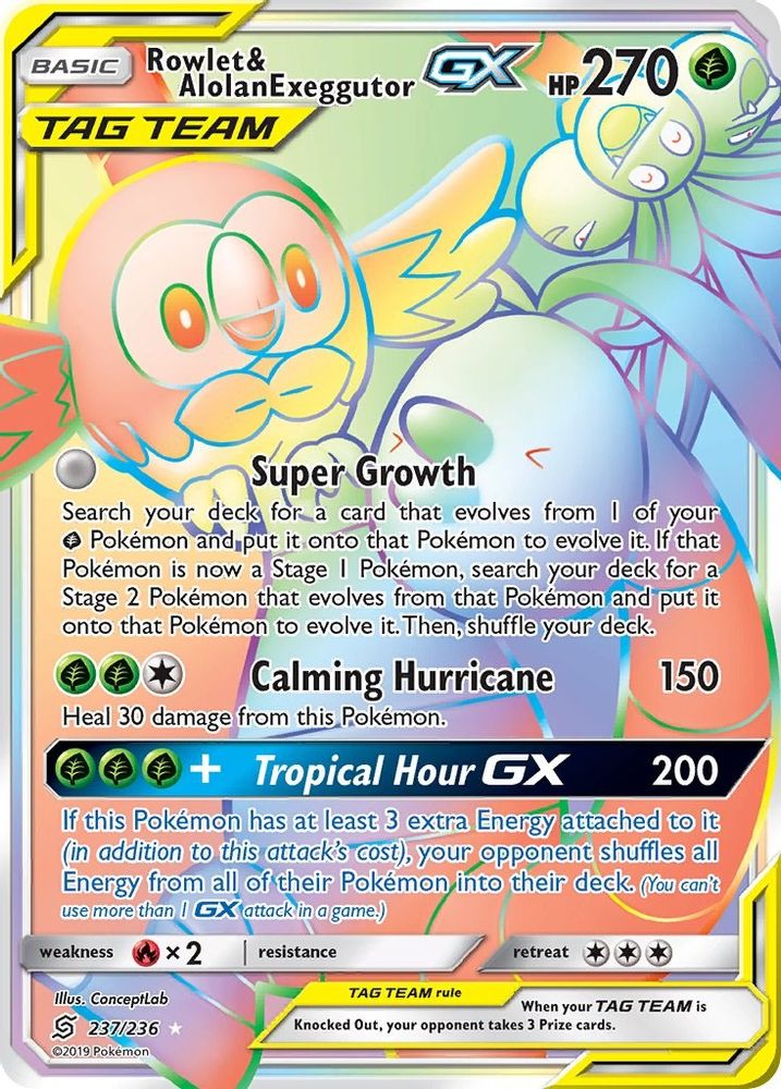 Rowlet & Alolan Exeggutor GX (237/236) [Sun & Moon: Unified Minds]