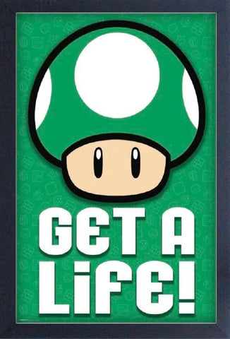 Mario 1-Up Get a Life Wall art - Brushed Finish 18'