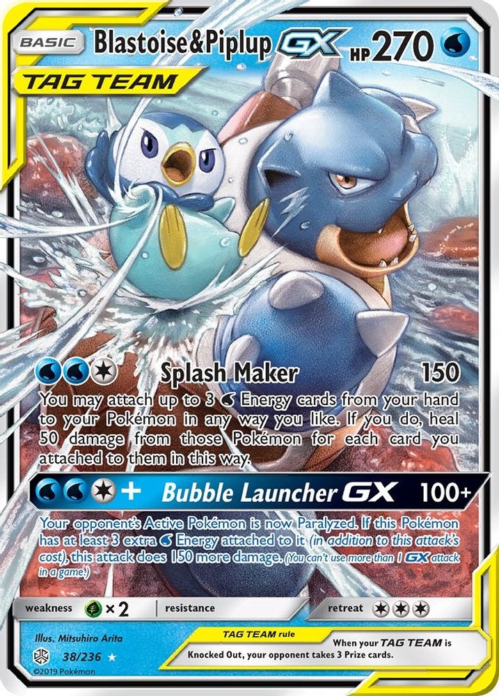 Blastoise & Piplup GX (38/236) [Sun & Moon: Cosmic Eclipse]