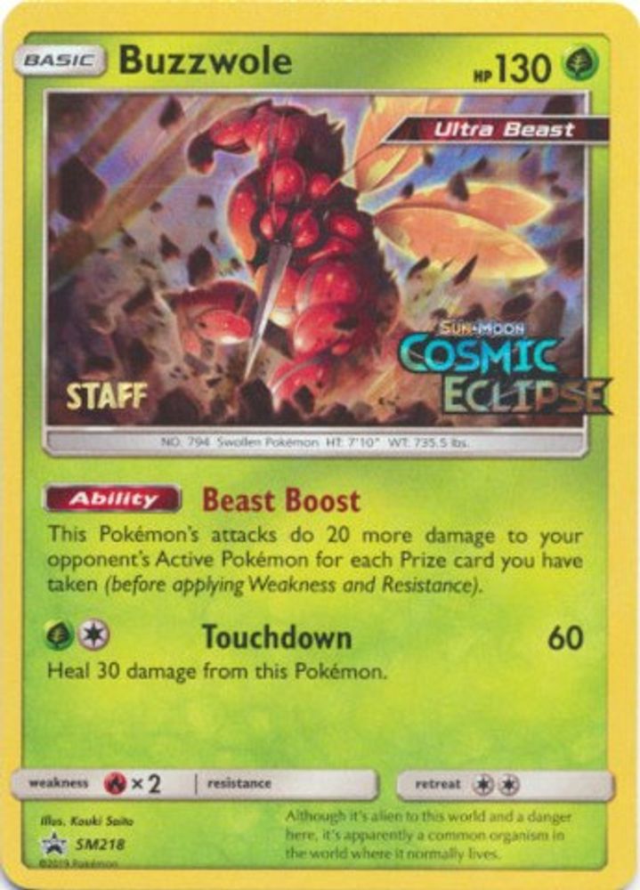 Buzzwole (SM218) (Staff Prerelease Promo) [Sun & Moon: Black Star Promos]