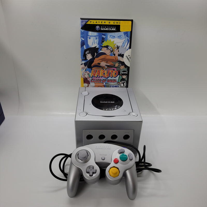 Nintendo GameCube Console Silver Naruto Clash Of Ninja Bundle (Tested/(RTP) Ready To Play}