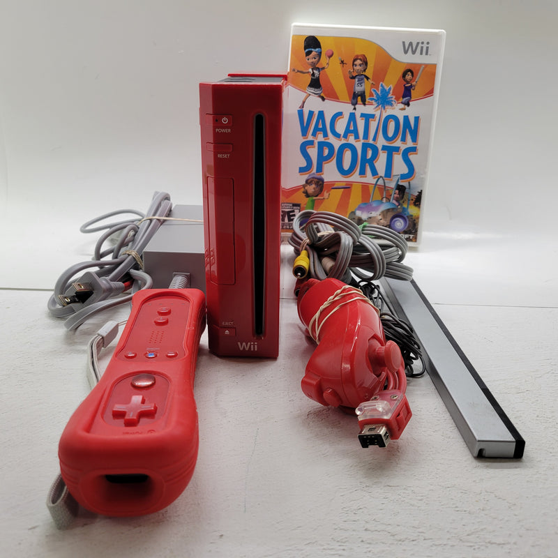Nintendo Wii Vacation Sports Console Bundle - Red (Ready To Play)