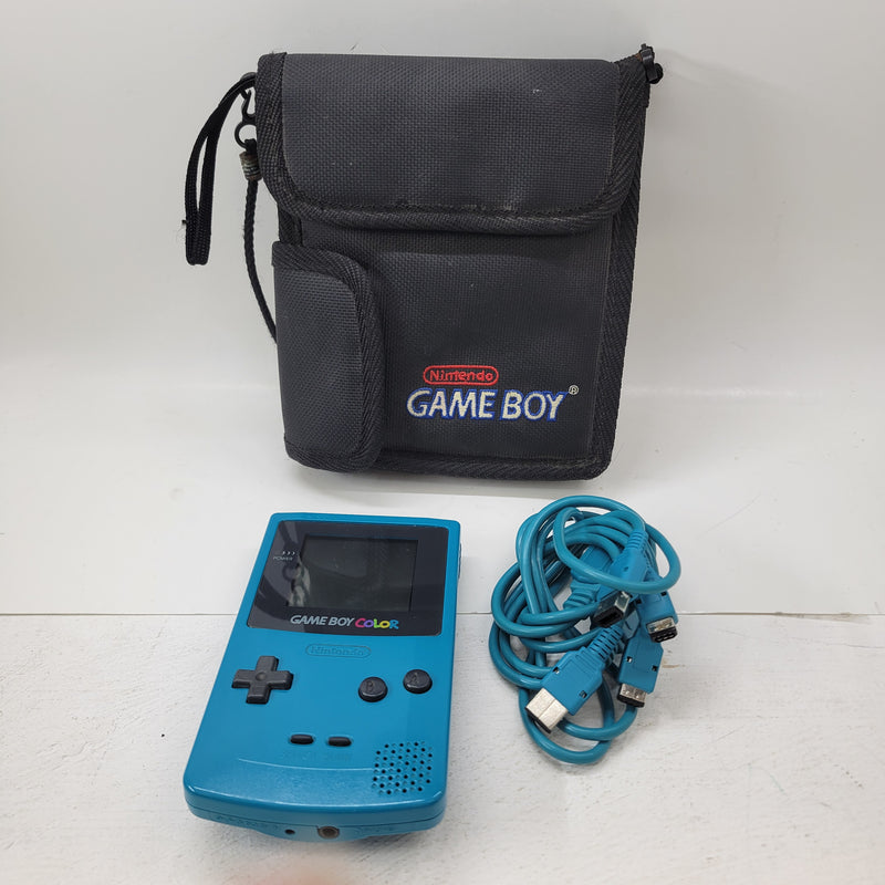 Gameboy Color CGB-001 with Link Cable and Carrying Pouch - Teal - Tested Ready To Play