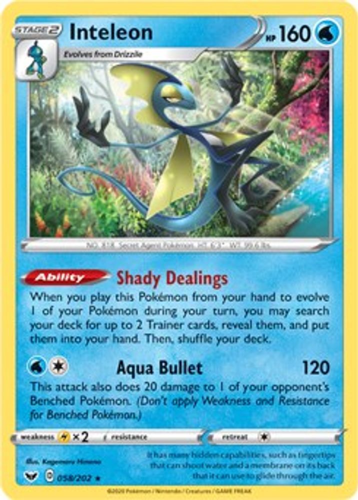 Inteleon (058/202) (Theme Deck Exclusive) [Sword & Shield: Base Set]