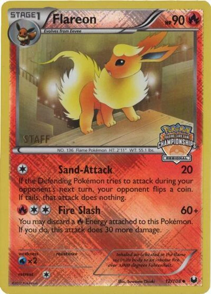 Flareon (12/108) (Regional Championship 2013 Promo Staff) [Black & White: Dark Explorers]