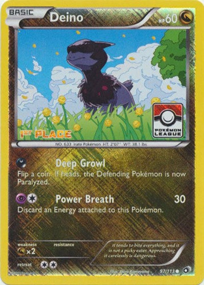 Deino (97/113) (League Promo 1st Place) [Black & White: Legendary Treasures]