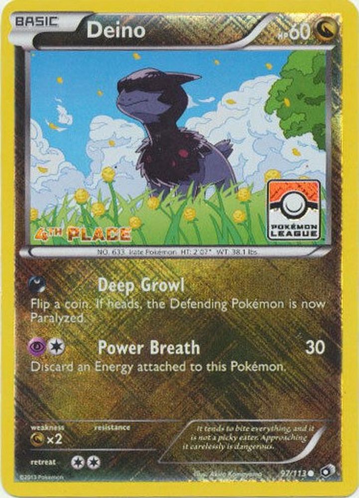 Deino (97/113) (League Promo 4th Place) [Black & White: Legendary Treasures]