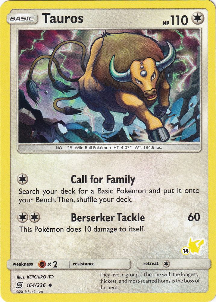 Tauros (164/236) (Pikachu Stamp #14) [Battle Academy 2020]