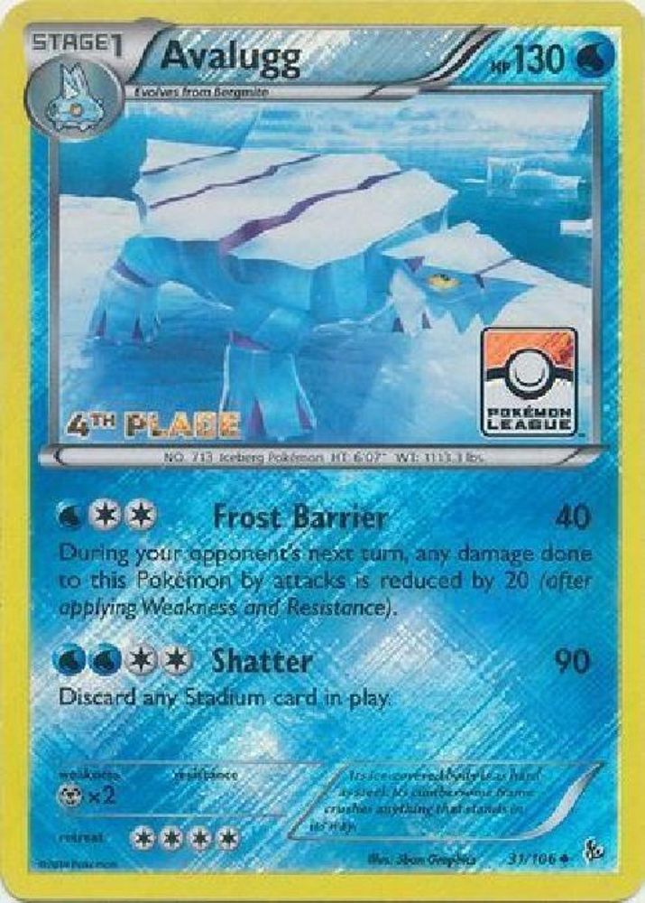 Avalugg (31/106) (League Promo 4th Place) [XY: Flashfire]