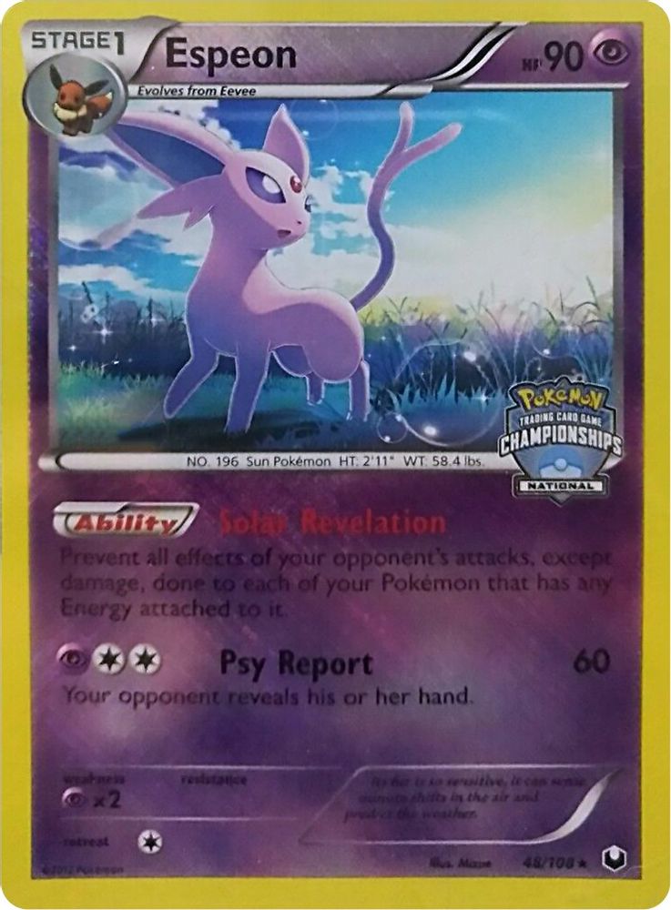Espeon (48/108) (National Championship Promo) [Black & White: Dark Explorers]