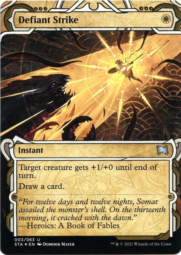 Defiant Strike (Foil Etched) [Strixhaven: School of Mages Mystical Archive]