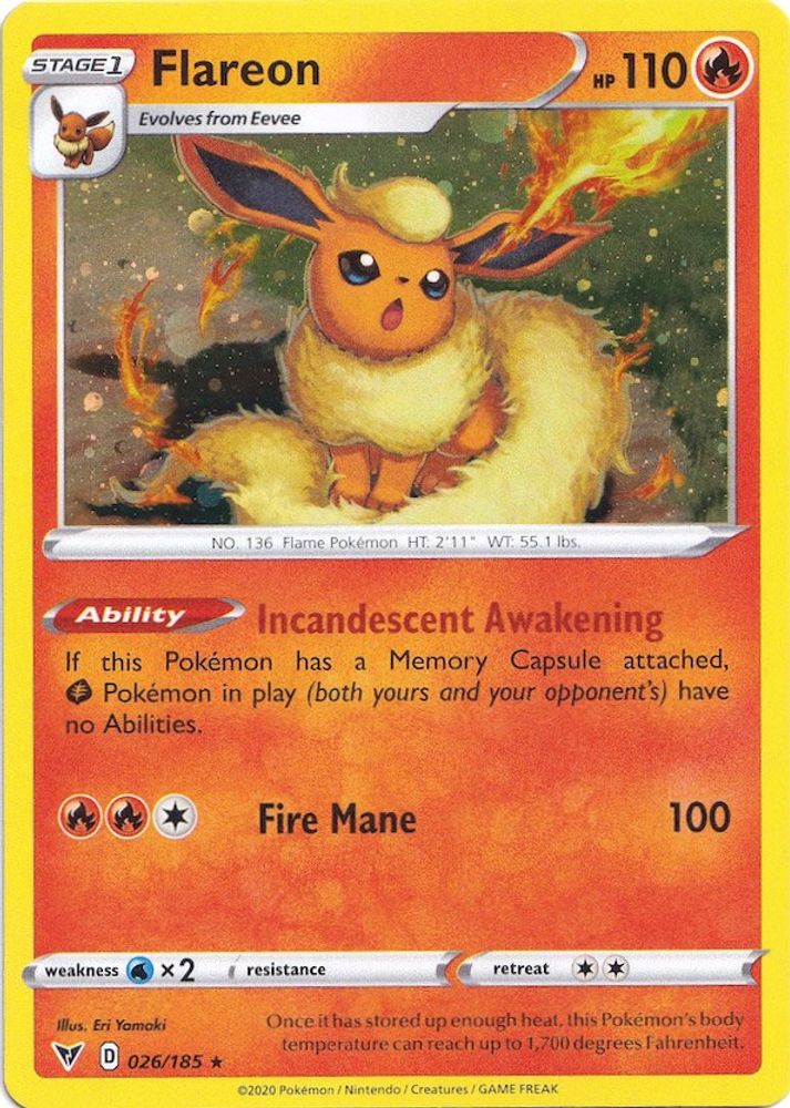 Flareon (026/185) (Cosmos Holo) [Sword & Shield: Vivid Voltage]