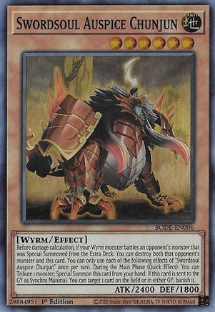 Swordsoul Auspice Chunjun [BODE-EN006] Super Rare
