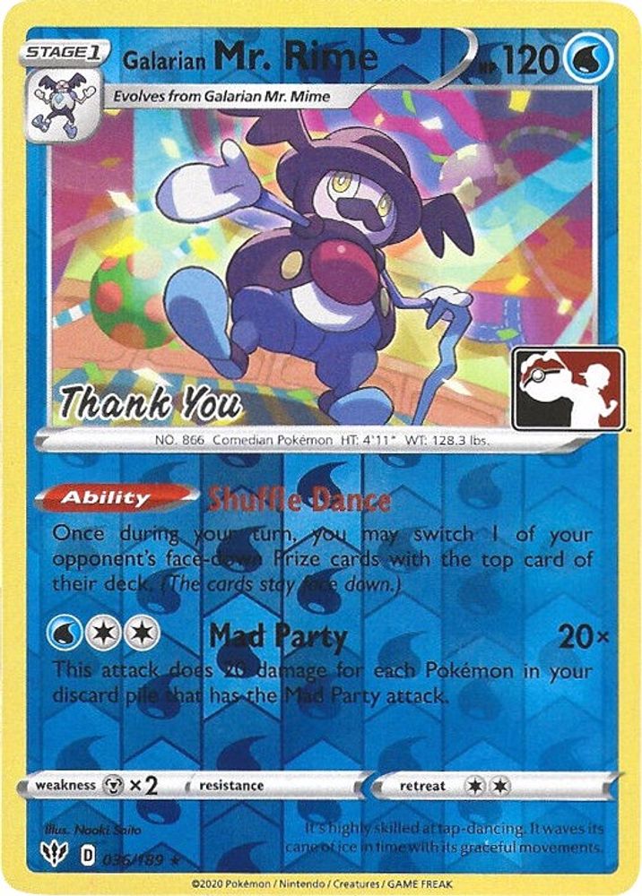 Galarian Mr. Rime (036/189) (Thank You Promo) [Sword & Shield: Darkness Ablaze]