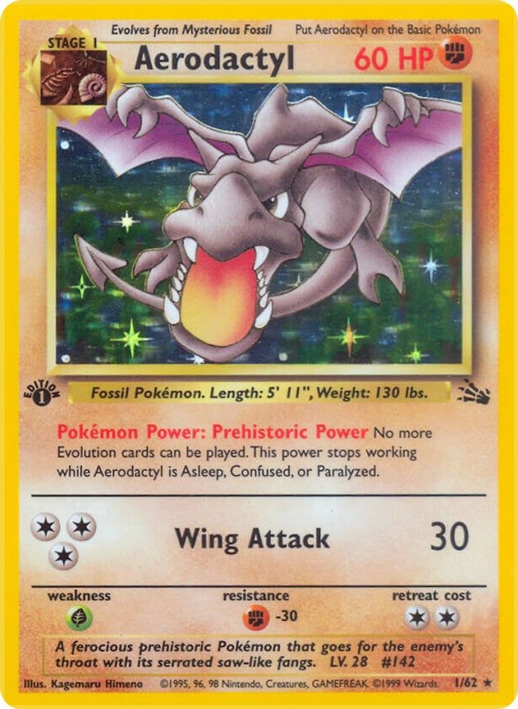 Aerodactyl 001/062 - 1st Edition Holofoil Fossil - Holo Rare