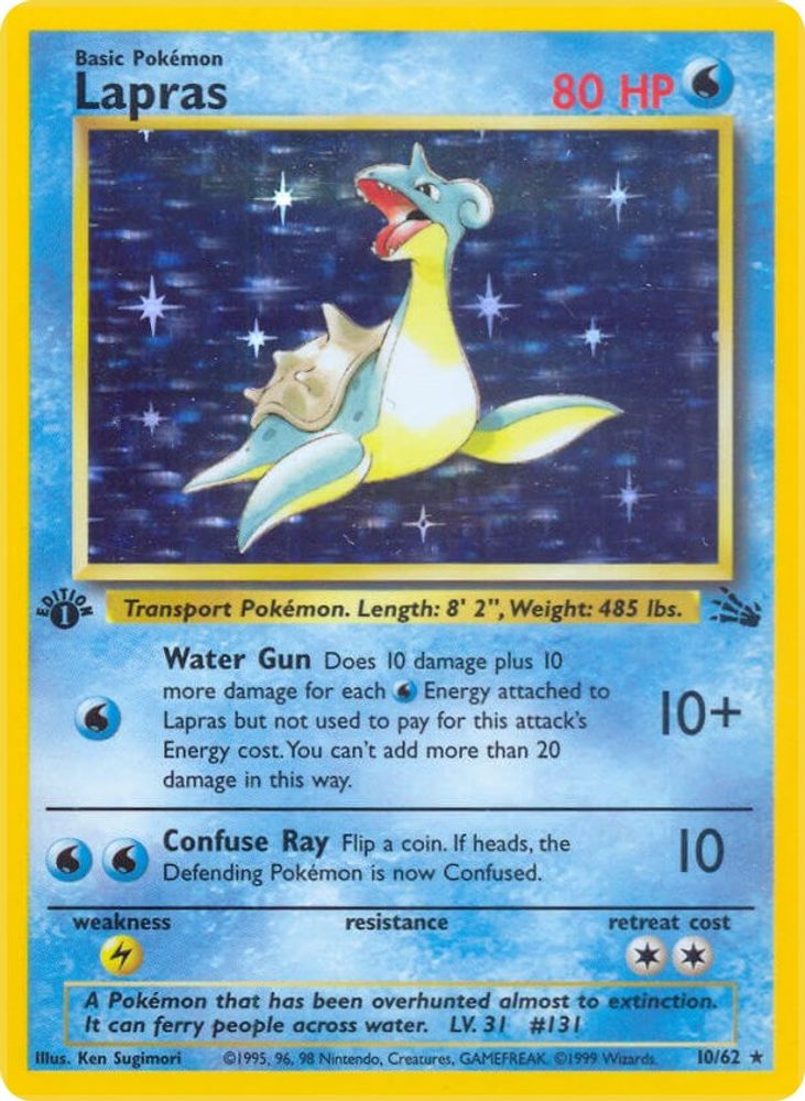 Lapras 010/062 - Unlimited Holofoil Fossil - Holo Rare