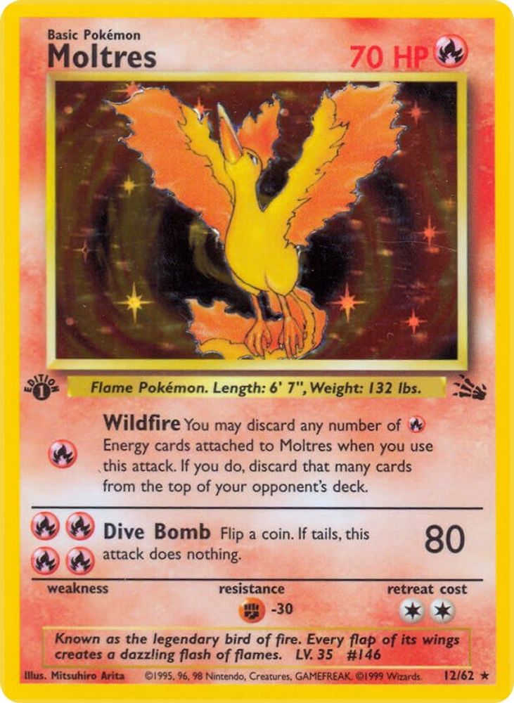 Moltres 012/062 - 1st Edition Holofoil Fossil - Holo Rare