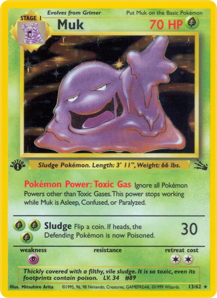 Muk 013/062 - 1st Edition Holofoil Fossil - Holo Rare