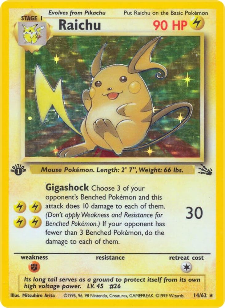 Raichu 014/062 - Unlimited Holofoil Fossil - Holo Rare