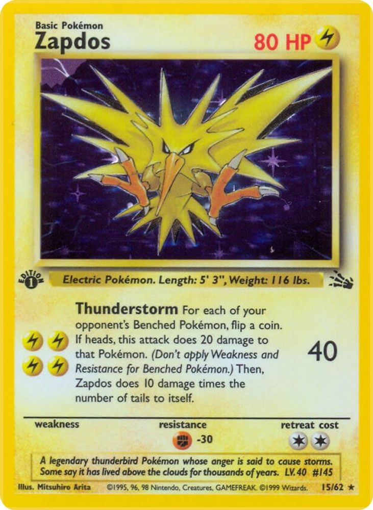 Zapdos 015/062 - Unlimited Holofoil Fossil - Holo Rare