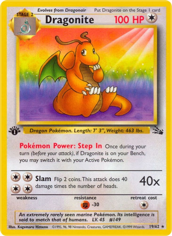 Dragonite 019/062 - 1st Edition Fossil - Rare