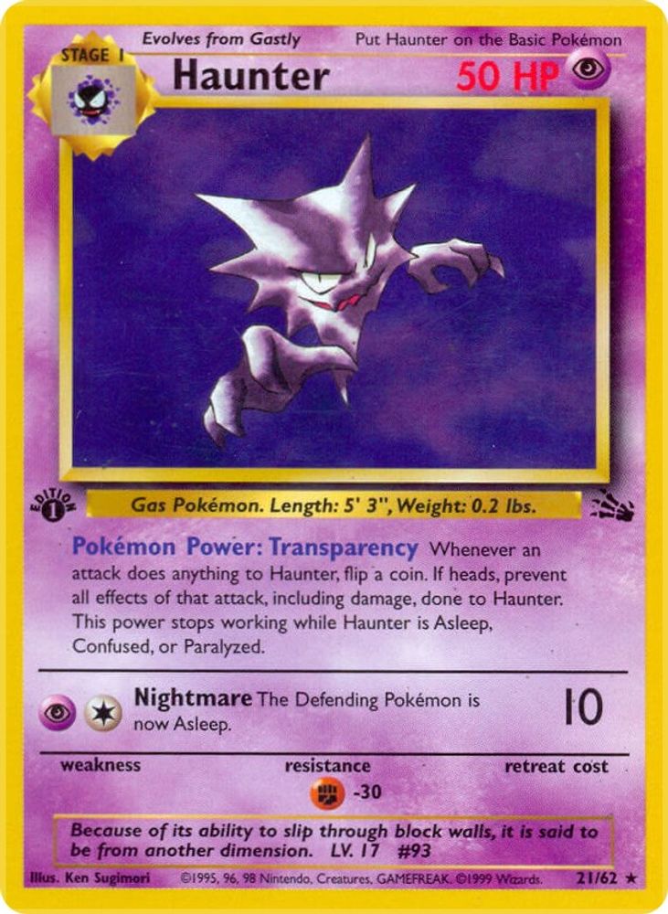 Haunter 021/062 - 1st Edition Fossil - Rare