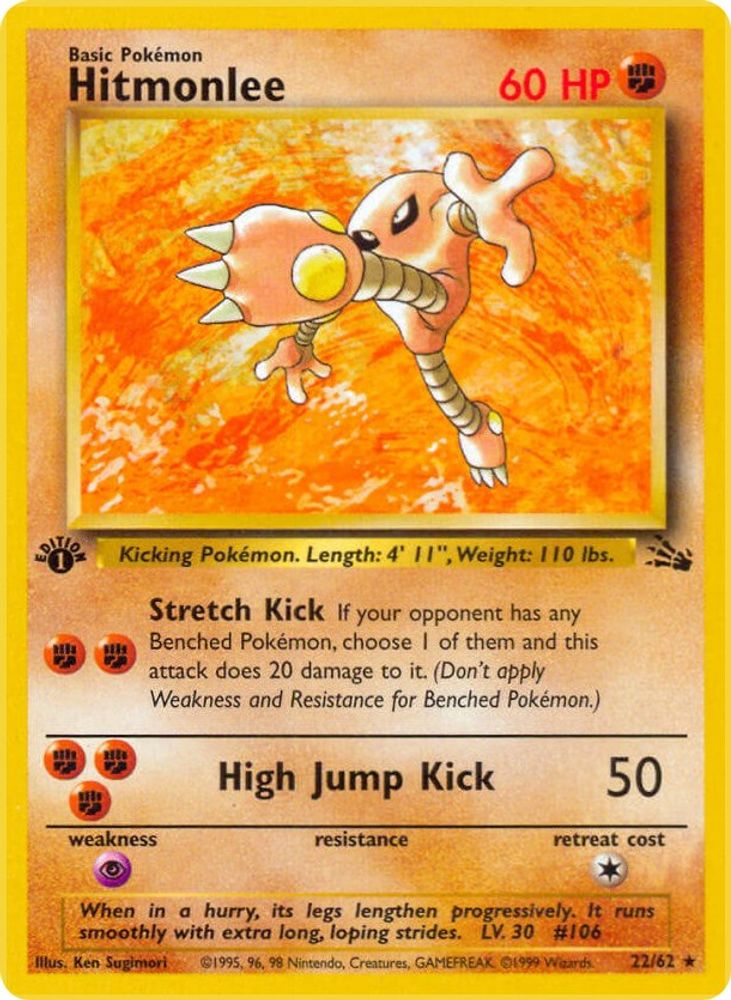 Hitmonlee 022/062 - 1st Edition Fossil - Rare