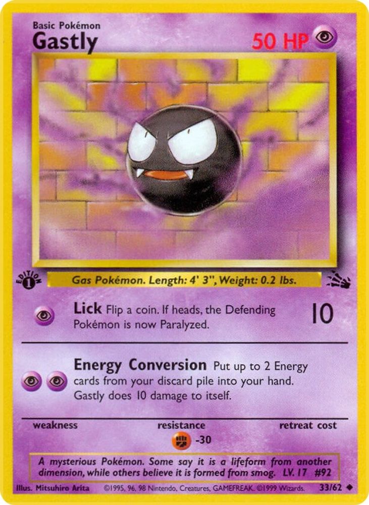 Gastly 033/062 - 1st Edition Fossil - Uncommon