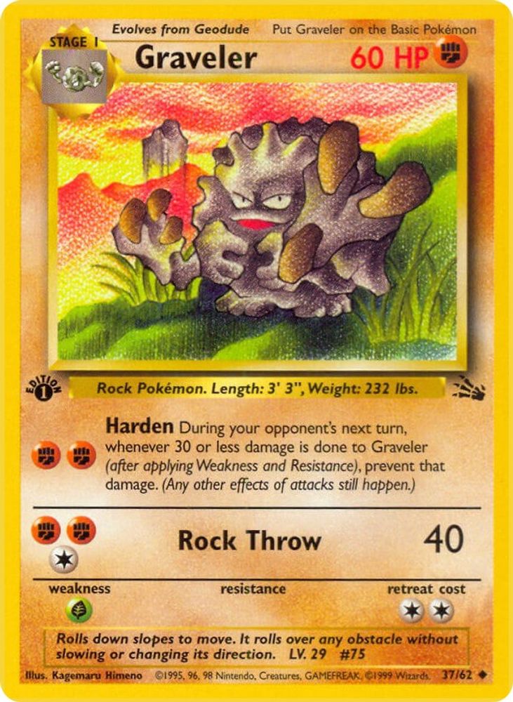 Graveler 037/062 - 1st Edition Fossil - Uncommon